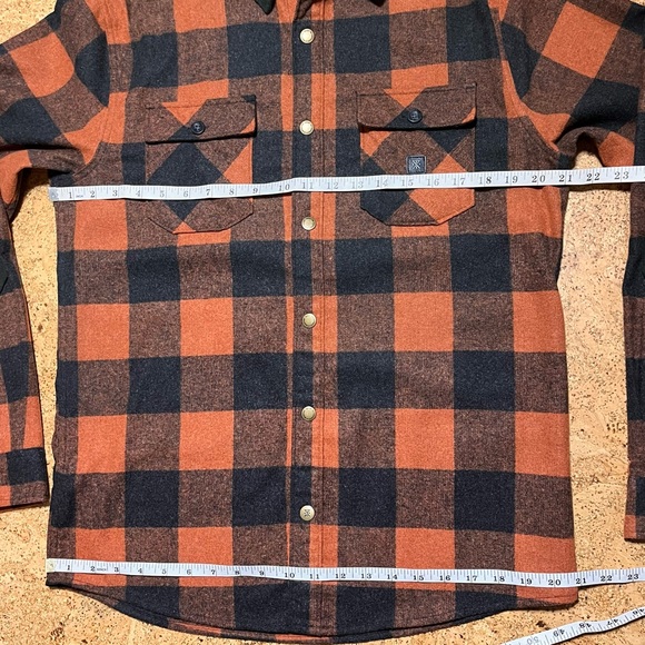 Roark Nordsman Wool Blend Flannel Plaid Classic Fit Shirt In Rust/Charcoal Sz M - Picture 10 of 11